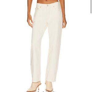 Levi's Cream Straight Leg Jeans High-Rise Denim